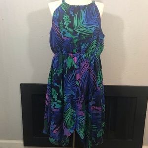 Lane Bryant Sheer Overlay Dark Palm Print Dress